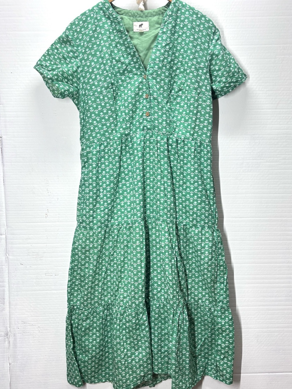 The Indian Bazaar Green Floral Tiered  Tiered Maxi Dress 38 Medium 8-10